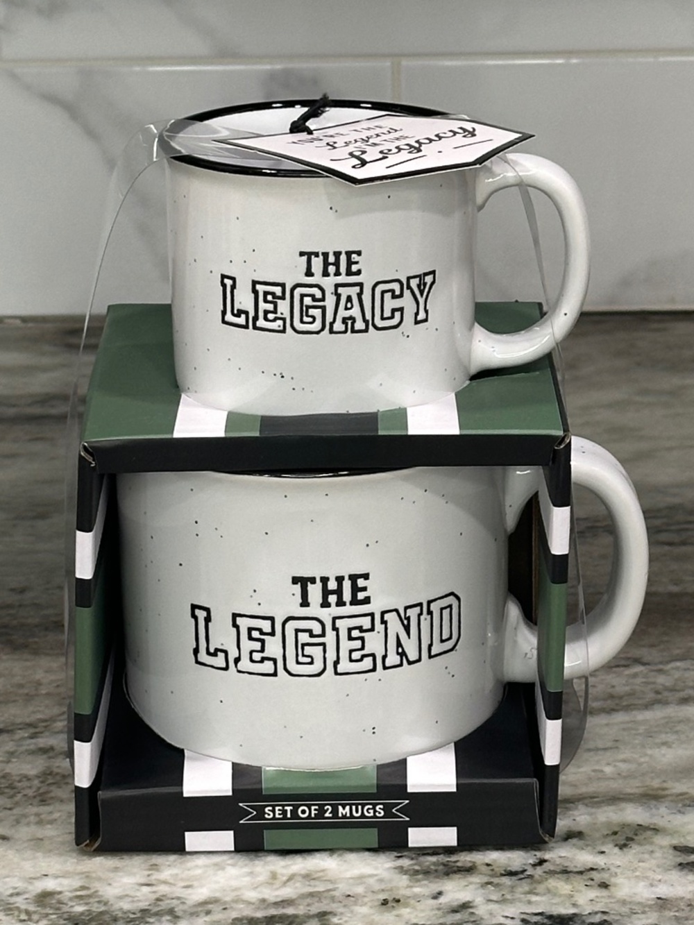 The Legend The Legacy Ceramic 2 Mug Set Fathers Day Birthday Dad & Me NEW